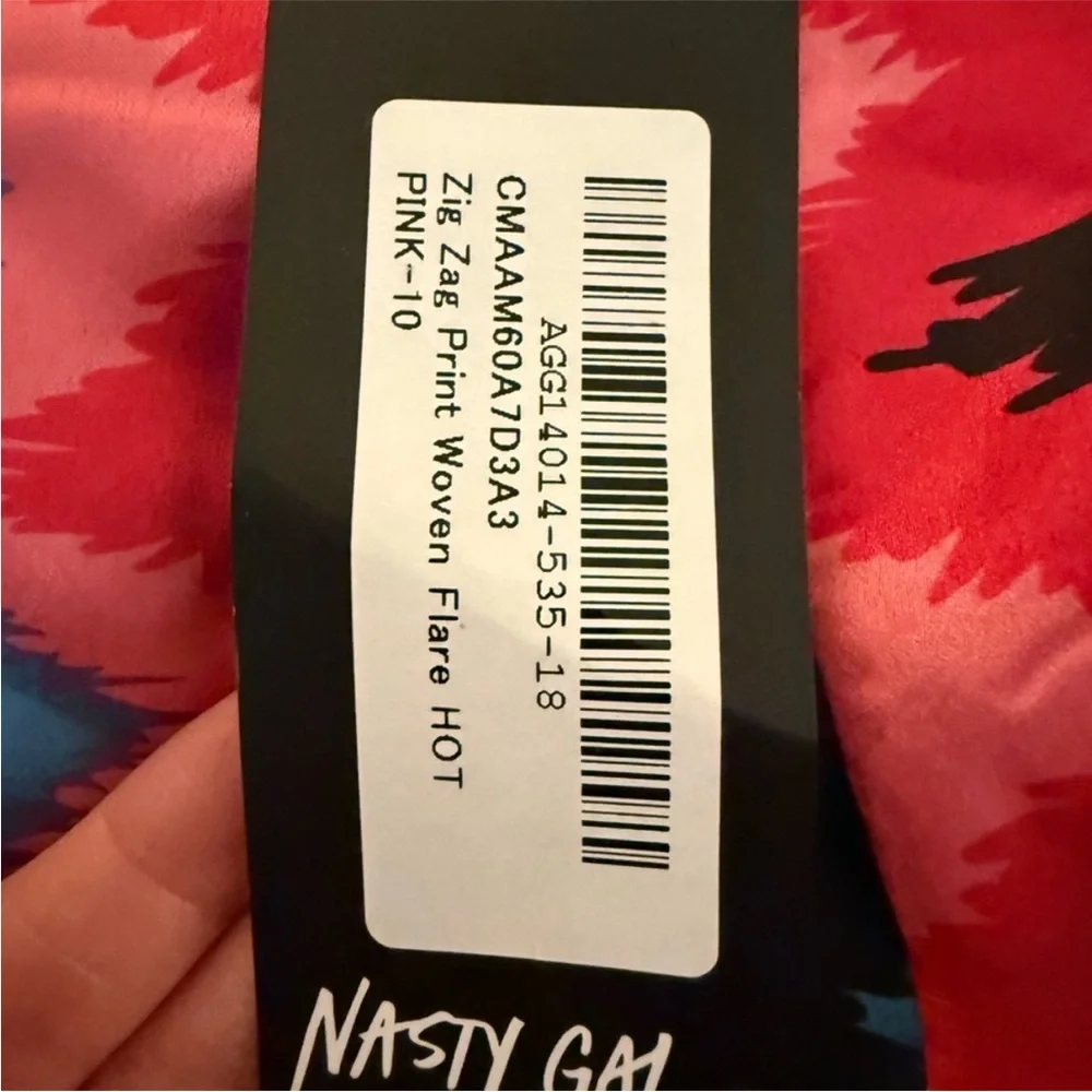 Nasty Gal Zig Zag Print Woven Flare Pants US Size 6 UK 10 Pink Blue Black Retro - Picture 7 of 11